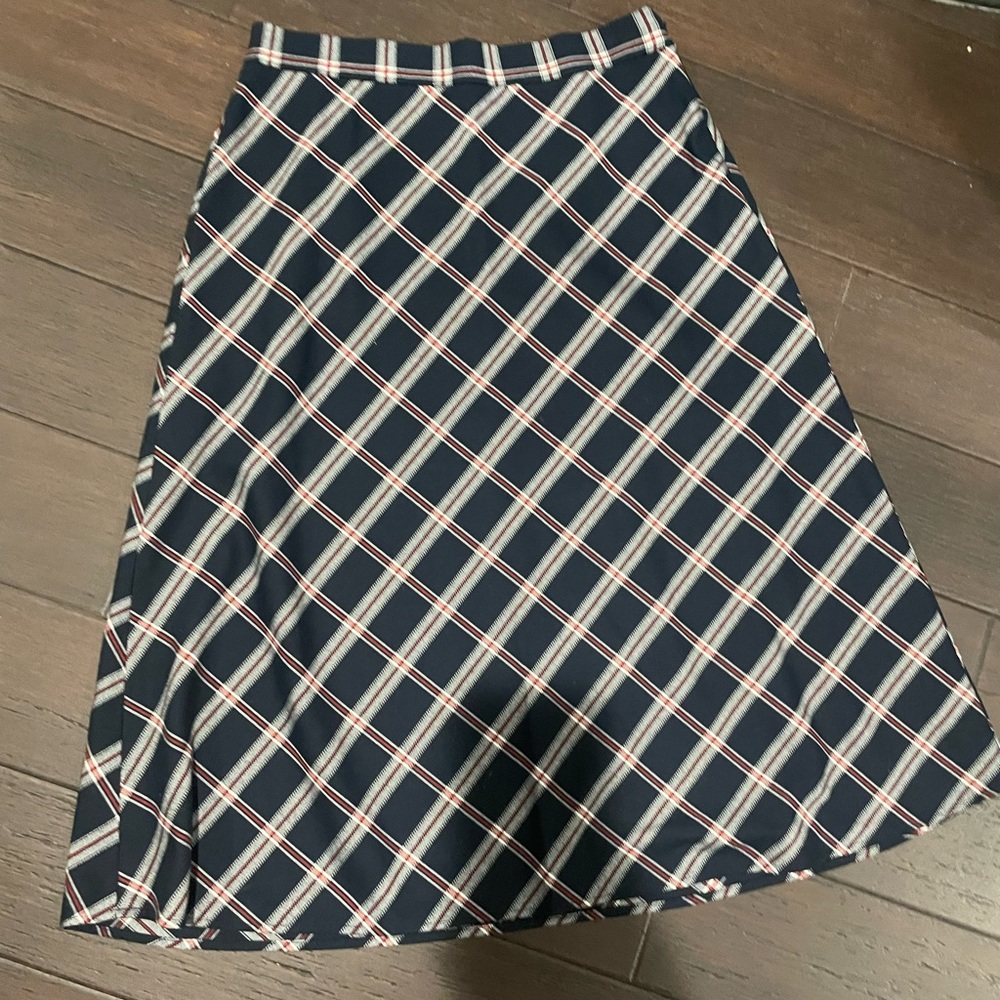 Loft tartan midi skirt